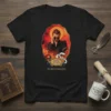 Good Omens The Finest of Apocalypses t-shirt design featuring Crowley, snakes, and fiery background