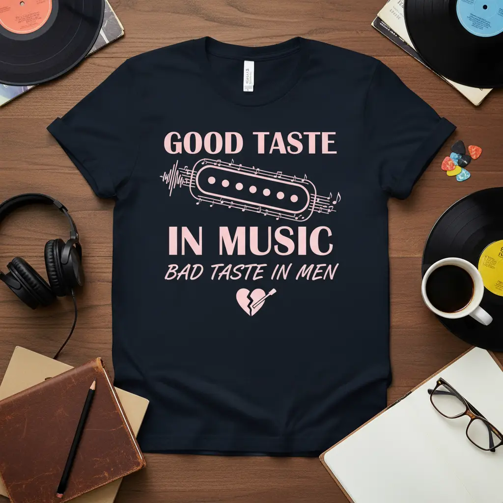Good Taste in Music Bad Taste in Men Funny Tee