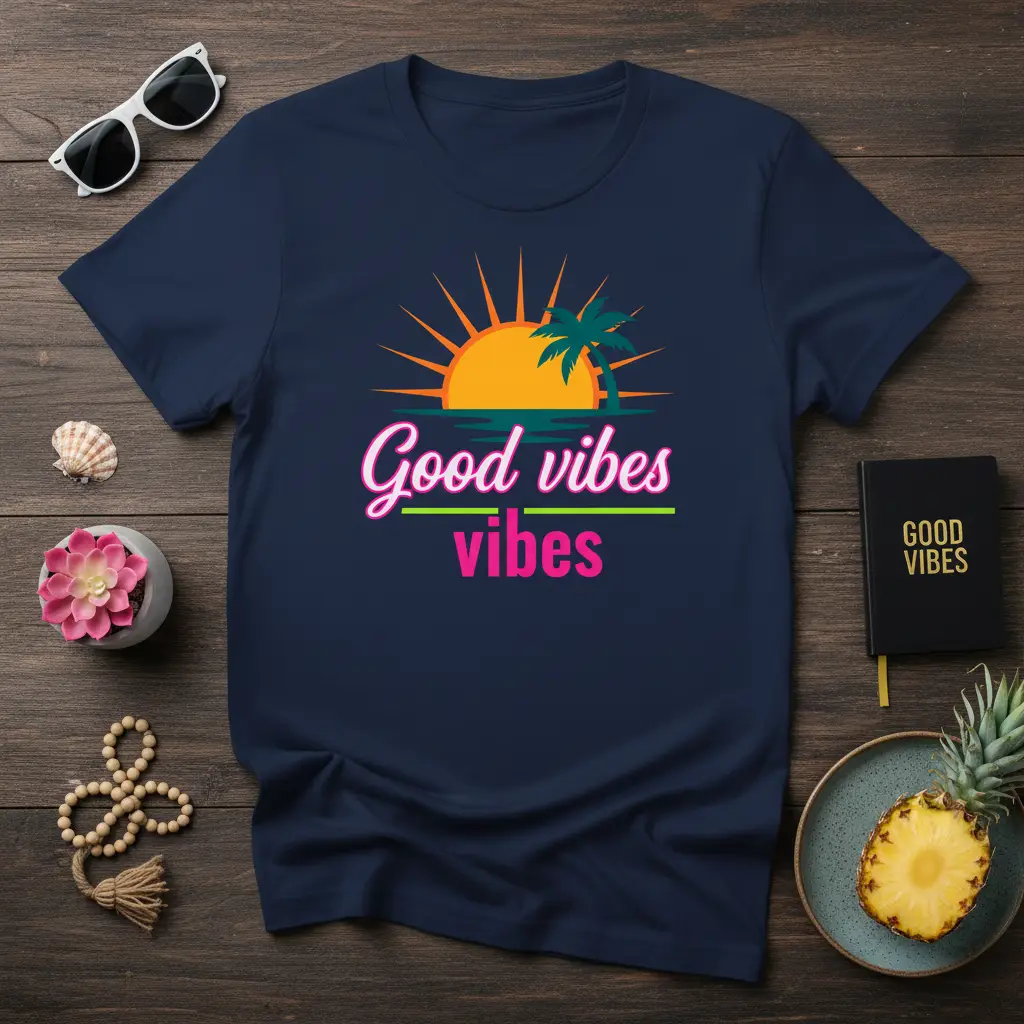 Good Vibes Vibes Beach Sunset T-Shirt Summer Vacation