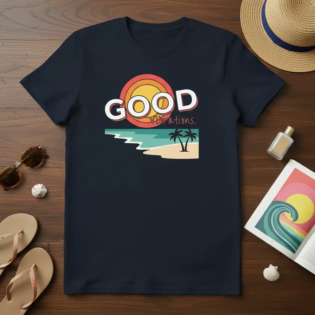 Good Vibrations Beach Sunset T-Shirt Summer Vacation Gift