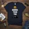 Navy t-shirt with "GOODER THAN YOU 2 1" text, trophy, and podium graphic