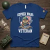 GOPHER WARS VETERAN t-shirt design with a gopher soldier in camouflage holding a shovel, set against the American flag