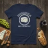 Gorgonzola Est. 9th Century text with a slice of gorgonzola cheese graphic on a navy blue t-shirt