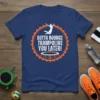 Navy blue t-shirt with "Gotta Bounce Trampoline You Later!" text and trampoline graphic