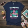 Grammingo Like a Normal Gramma Only Cooler text with a flamingo on a float, palm trees, and flowers graphic on