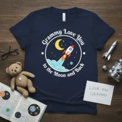 Grammy Love You to the Moon and Back t-shirt with rocket, moon, and stars graphic