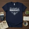 Granddaughter of Immigrants t-shirt with compass graphic, celebrating heritage and ancestry
