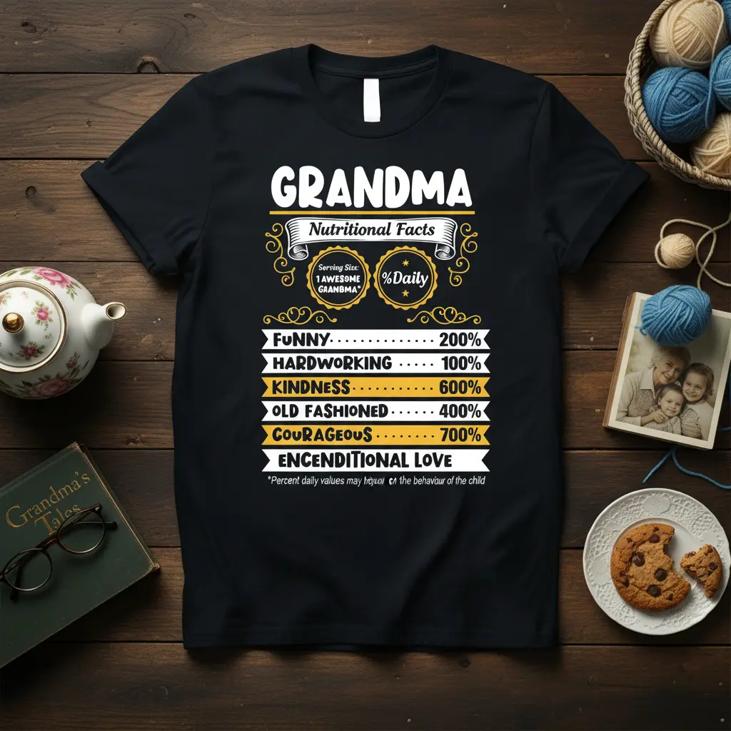 Grandma Nutritional Facts Funny Grandma T-Shirt Gift