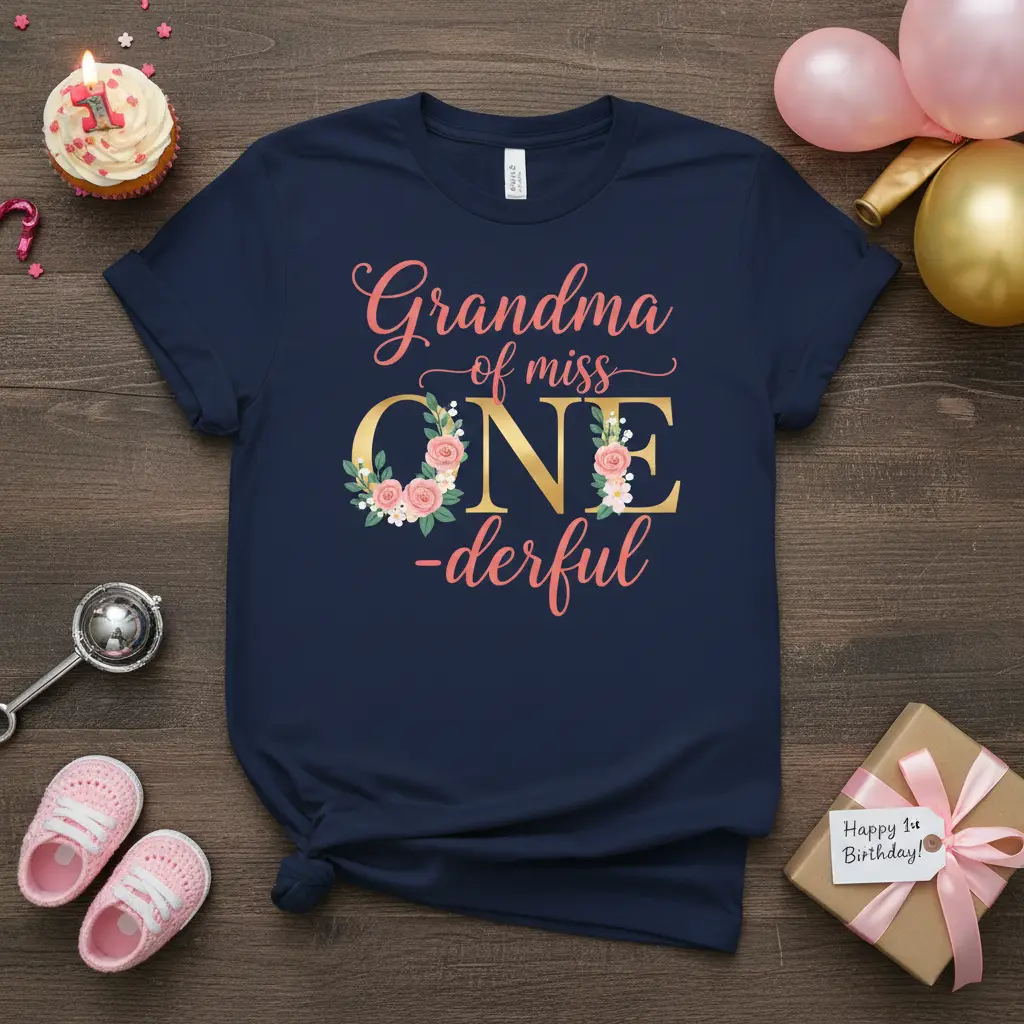 Grandma of Miss Onederful First Birthday T-Shirt