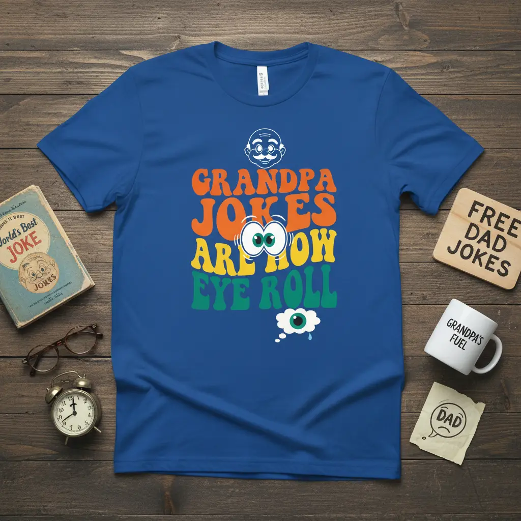 Grandpa Jokes Are Now Eye Roll T-Shirt Funny Gift for Grandpa