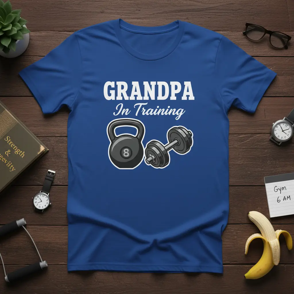 Grandpa in Training T-Shirt Funny Fitness Gift for New Grandfathers