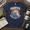 Grantifá Grandmas Against Fascism T-Shirt featuring Rosie the Riveter-style graphic and bold text