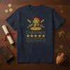 T-shirt with Roman helmet, swords, SPQR, Carthage, five stars, and the quote "Great Experience Would Invade Again" by Scipio Africanus