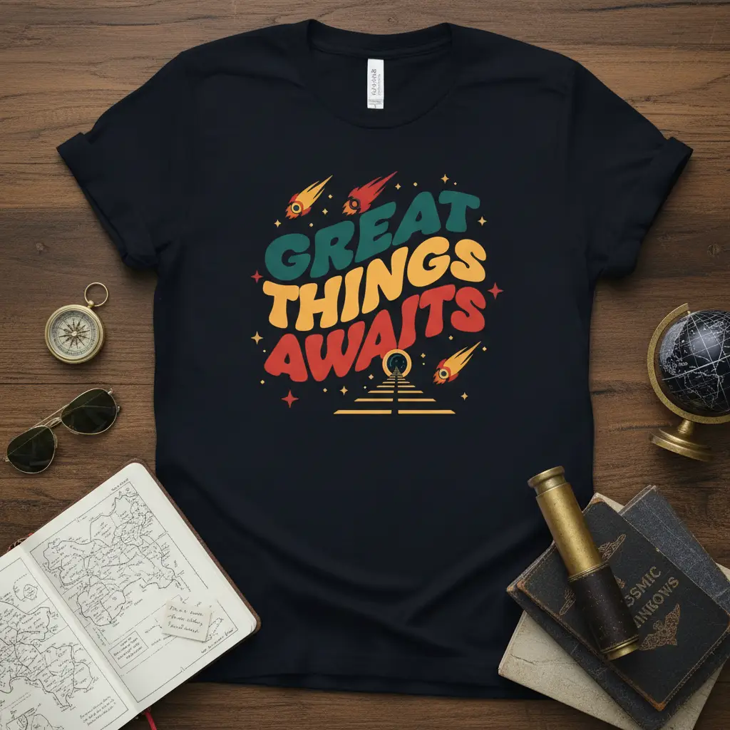 Great Things Awaits Retro Graphic T-Shirt for Dreamers