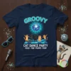 Groovy Cat Dance Party Feel The Purr-Thm t-shirt design with dancing cats and disco ball