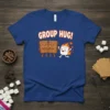 Group Hug! t-shirt featuring two graham crackers hugging and a marshmallow running towards them with flames and hearts