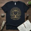 Gold graphic of a tree of life with moon and stars, featuring the text "GROW. BLOOM. BE. CONNECTED" on a