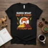 Black t-shirt with "Guess What Day Is Today It's Hump Day" text and a camel graphic