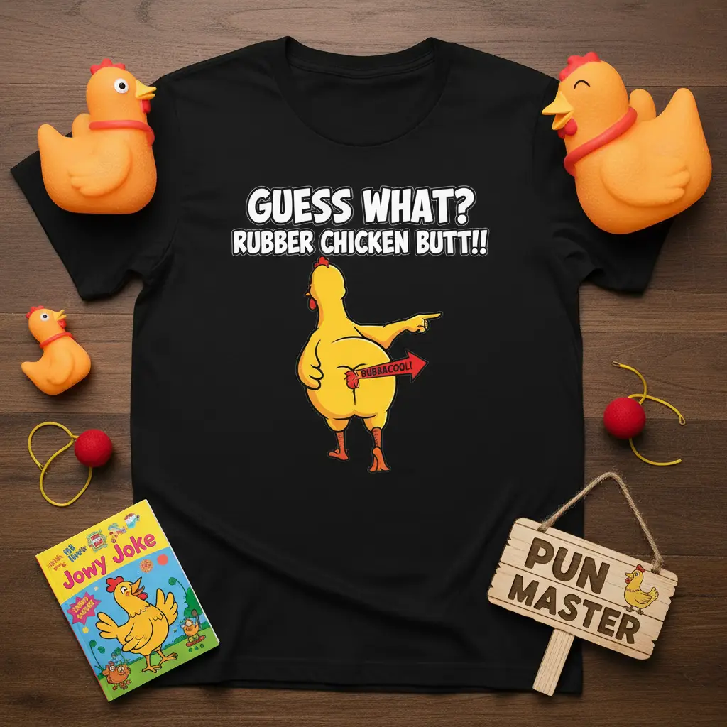 Guess What Rubber Chicken Butt T-Shirt Funny Joke Gift