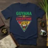 Guyana vs Everyone t-shirt design with text and jaguar graphic, featuring green, yellow, red, and black colors