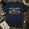 H. L. Hunley Submarine T-Shirt design featuring a detailed illustration of the historical submarine and crew