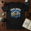 Black t-shirt with Hagia Sophia illustration, featuring text "Hagia Sophia" above a detailed graphic of the mosque with lightning effects