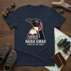Haida Gwaii Spirit of the Coast penguin design on a navy t-shirt, featuring indigenous art style