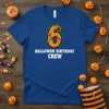 Halloween Birthday Crew T-Shirt featuring a donut-shaped number 6 with spooky Halloween graphics and text