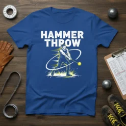 Hammer Throw text above a graphic of an athlete in motion, wearing a tank top and shorts, swinging a hammer