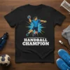 Handball Champion t-shirt design featuring a dynamic player mid-throw with bold text below