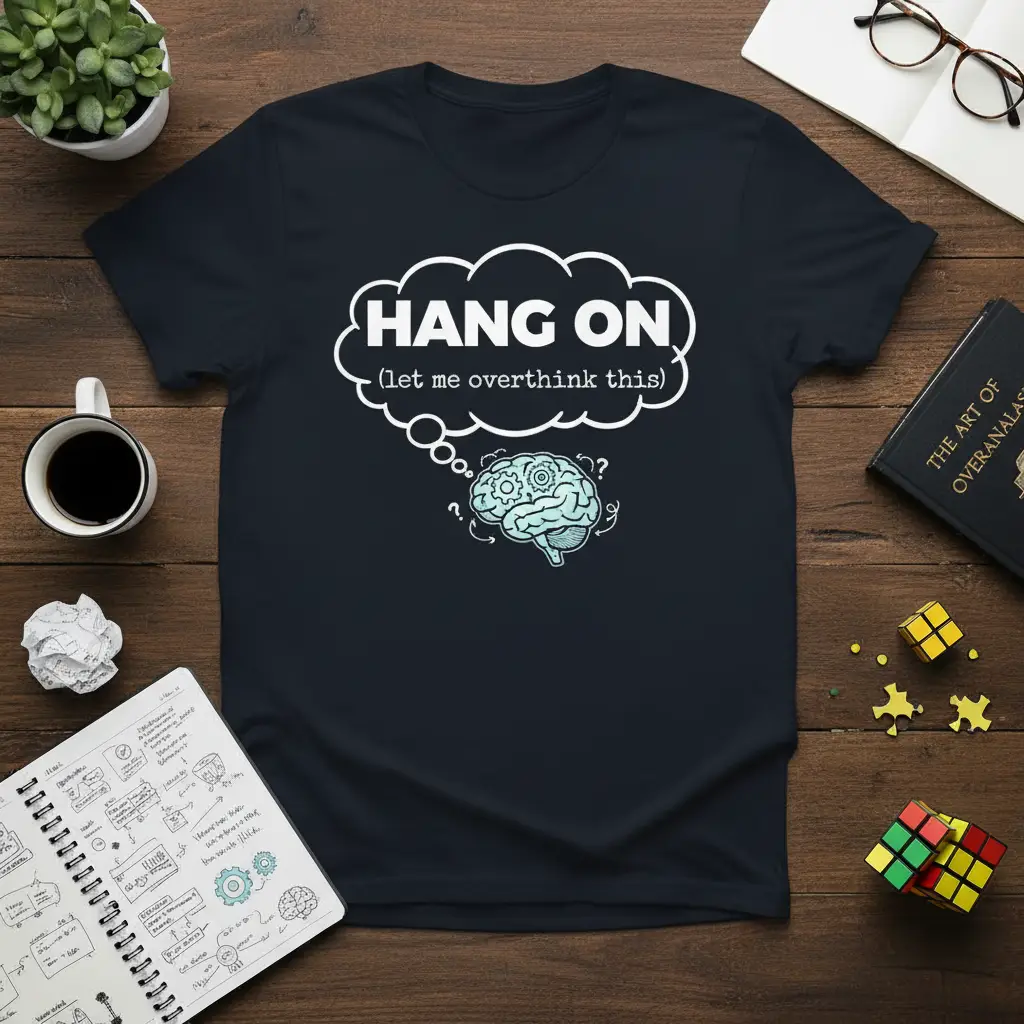 Hang on Let Me Overthink This T-Shirt Funny Brain Graphic
