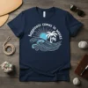 Happiness comes in waves t-shirt with ocean waves, palm trees, and sun graphic
