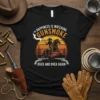 Happiness Is Watching Gunsmoke Over And Over Again text with cowboy on horse graphic
