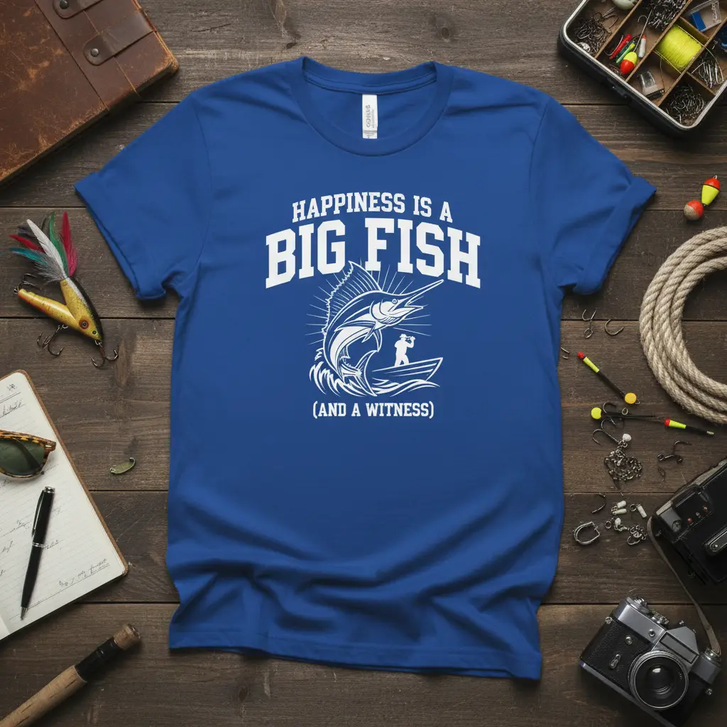 Happiness Is a Big Fish Tee Funny Fishing Gift for Anglers