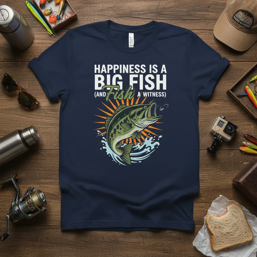 Happiness Is a Big Fish and Fish a Witness Fishing T-Shirt