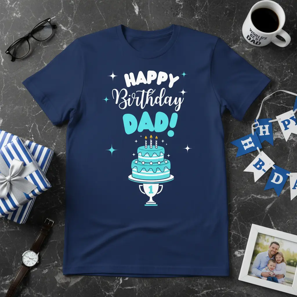 Happy Birthday Dad! Birthday Cake T-Shirt Perfect Gift