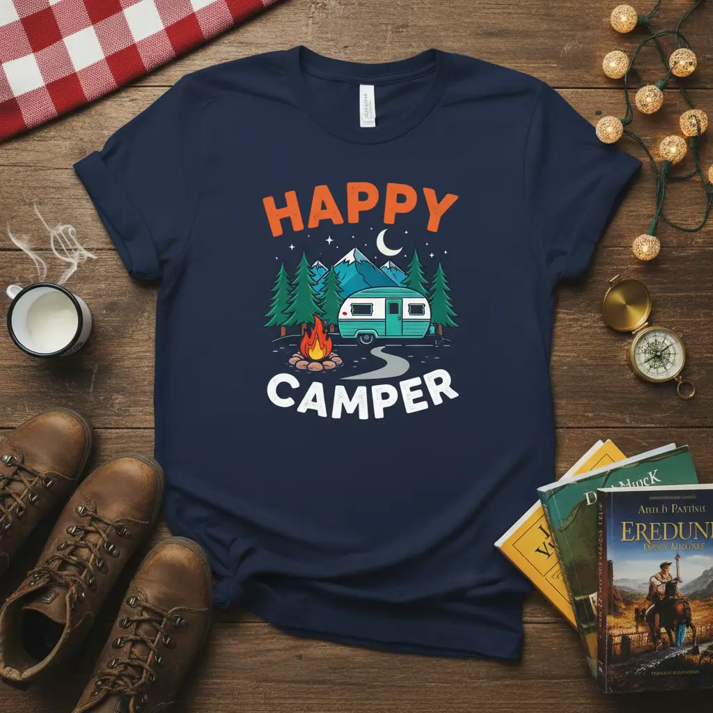 Happy Camper T-Shirt Outdoor Adventure Gift for Campers