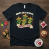 Happy Cinco de Mayo Birthday To Me t-shirt with cartoon cacti playing guitars and wearing sombreros