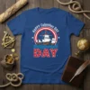 Happy Columbus Day DAY t-shirt with sailing ships and compass graphic, red white and blue patriotic design