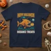 Happy Halloween Oceanic Treats t-shirt design with a cartoon anglerfish and Halloween pumpkin lantern