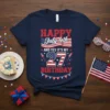 Happy July 4th And Yes It's My 27 Birthday t-shirt with American flag graphics and fireworks, navy blue