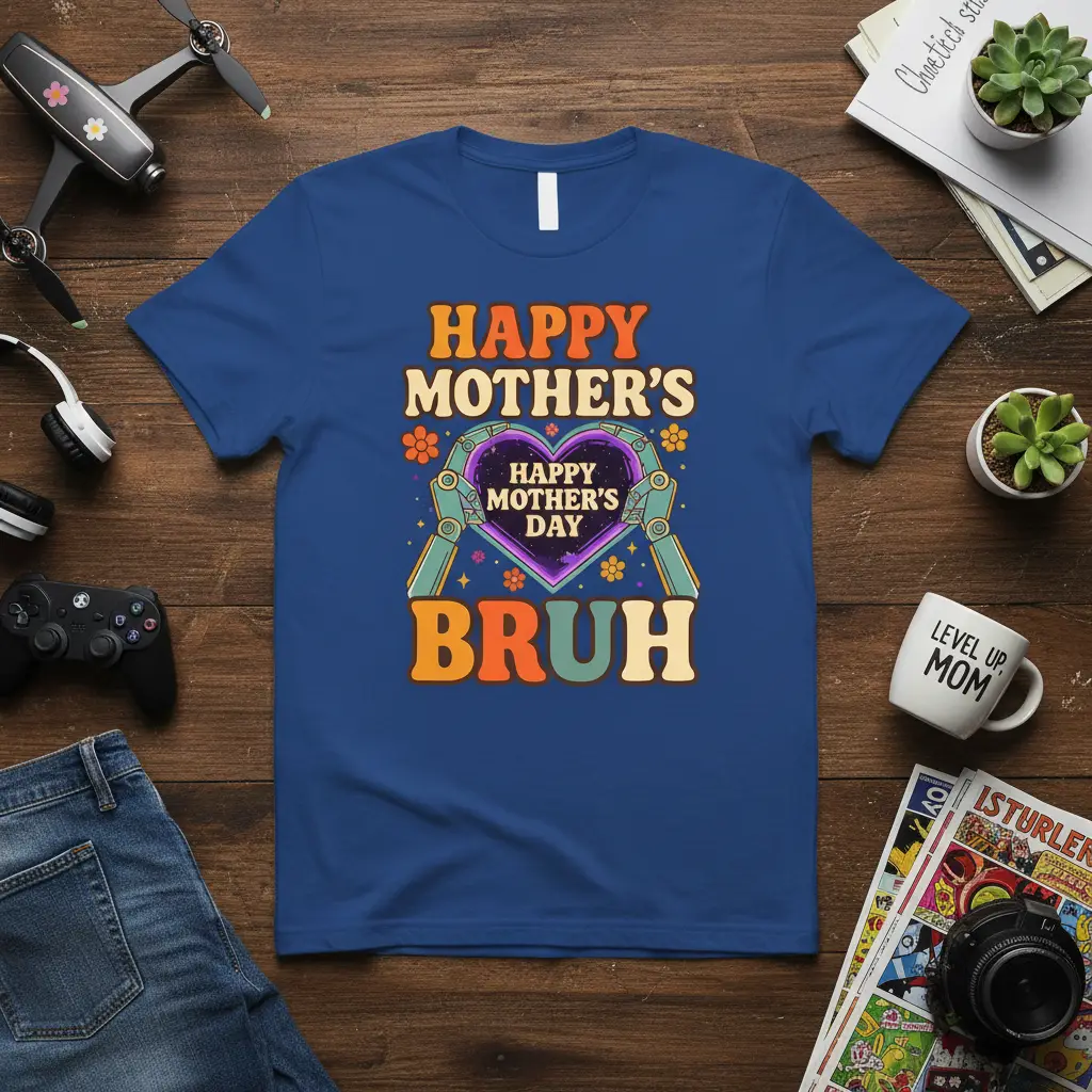 Happy Mother’s Day Bruh Retro Graphic Tee for Moms