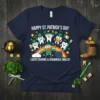 Happy St. Patrick's Day Lucky Charms & Shamrock Smiles t-shirt with cartoon teeth characters celebrating
