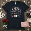 Happy Valentine's Day love quote t-shirt with hearts and arrows graphic