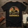 Harmonica Player Vintage Retro Sunset stylish graphic design printed on comfortable cotton t-shirt
