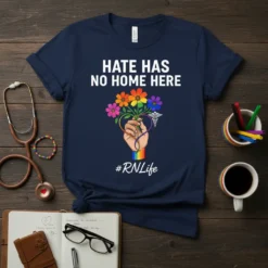 Hate Has No Home Here RNlife creative graphic design printed on comfortable cotton t-shirt
