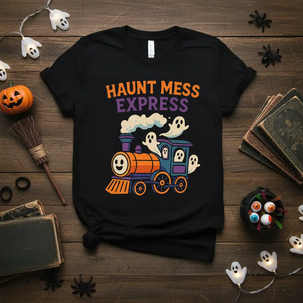 Haunt Mess Express Halloween Train Ghost T-Shirt
