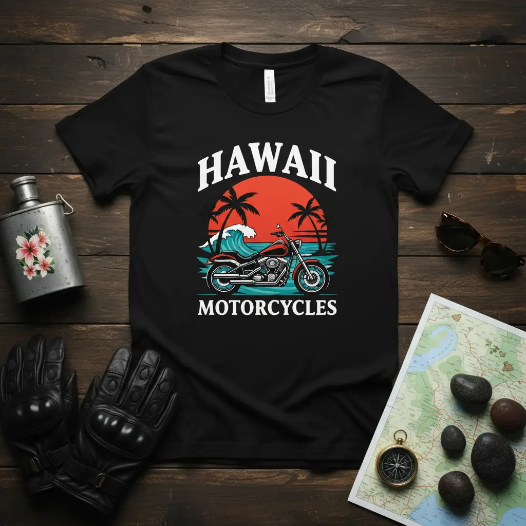 Hawaii Motorcycles Biker T-Shirt Island Cruiser Gift