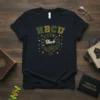 HBCU Black graduation t-shirt design featuring bold lettering and a raised fist holding a diploma