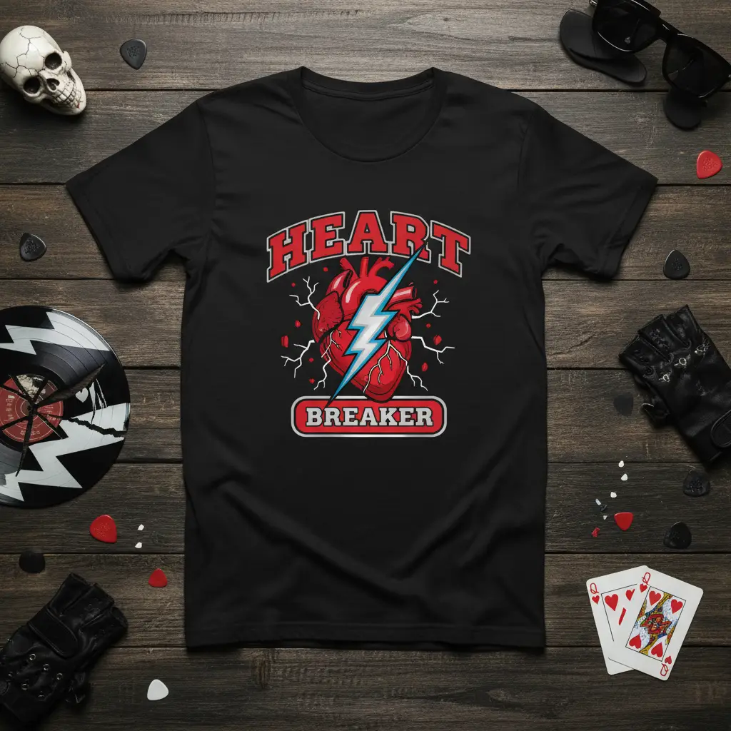Heart Breaker Vintage Lightning Bolt T-Shirt Cool